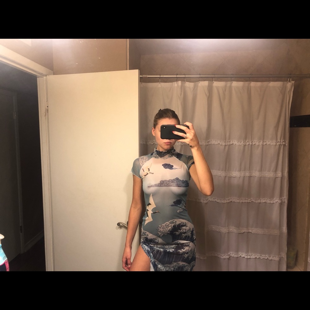 Dope sheer art work mini dress